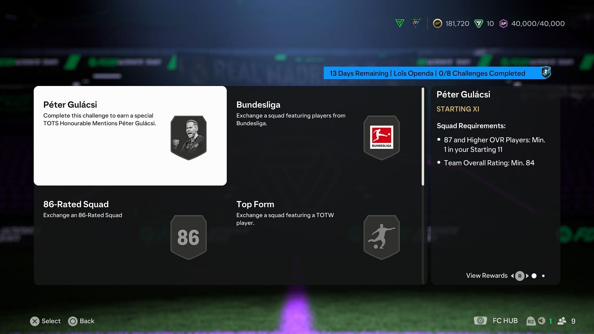 Les exigences (image via EA Sports)